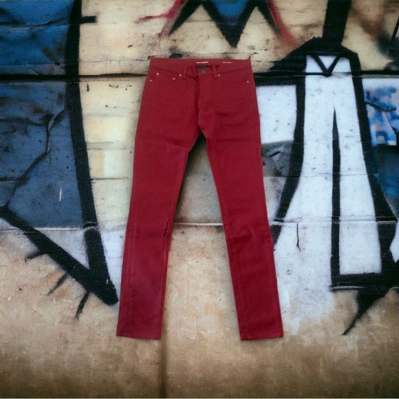 NWT Saint Laurent Paris Red Skinny Jeans Size 30 $595 - Picture 2 of 8